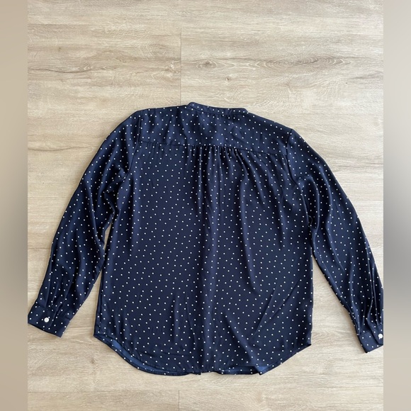 LOFT Blue Polka Dot Women's Small Long Sleeve Blouse - Picture 8 of 8